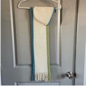 Banana Republic- cream, blue and green wool scarf and hat. Dry clean only
